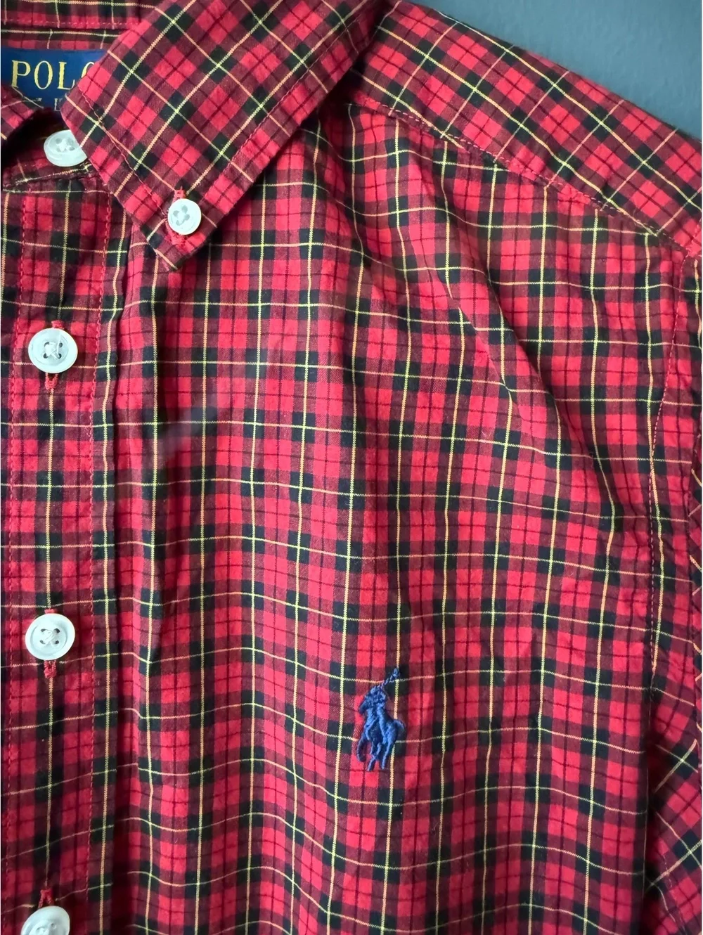 Polo Ralph Lauren Boy’s Red Plaid Button-Down Shirt Medium